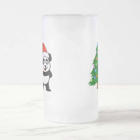 Weihnachtsmann Panda Mattglas Bierglas (Mittel)