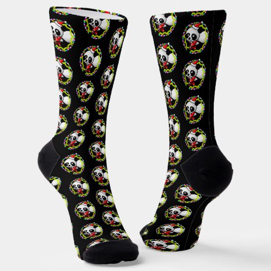 Weihnachtsmann Panda Weihnachten Socken (Gewinkelt)