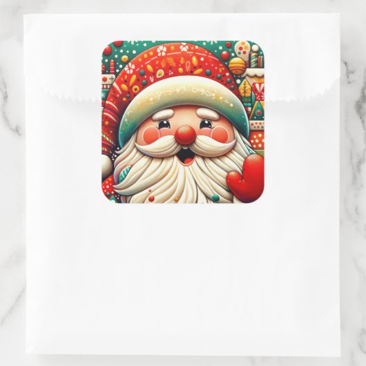 Weihnachtsmann Papai Noel Baba Saint Nicholas Kris Quadratischer Aufkleber (Tasche)