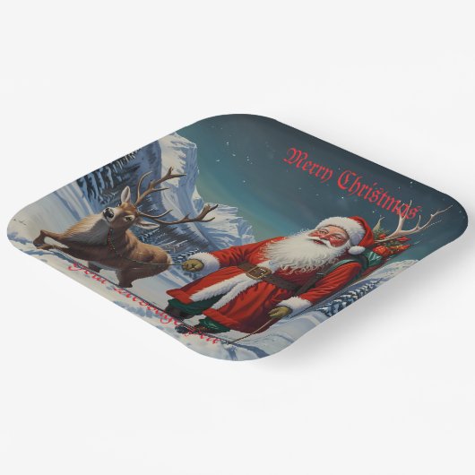 Weihnachtsmann Pappteller (Gewinkelt)