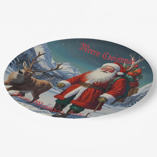 Weihnachtsmann Pappteller (Schrägansicht)