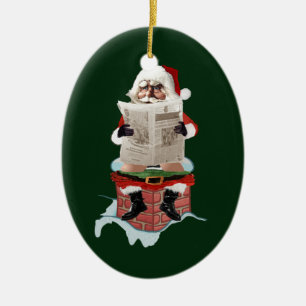 Weihnachtsmann"Party Pooper" Keramik Ornament