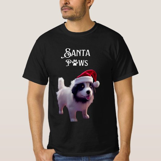 Weihnachtsmann-Paws-Hund T-Shirt (Vorderseite)