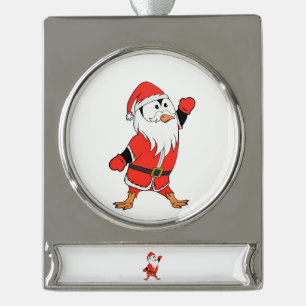 Weihnachtsmann Penguin Weihnachten bereit Banner-Ornament Silber