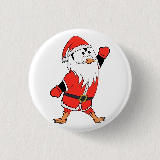 Weihnachtsmann Penguin Weihnachten bereit Button (Vorderseite)