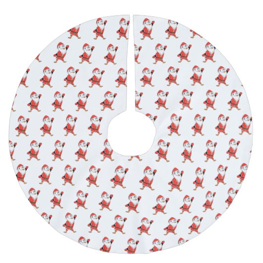 Weihnachtsmann Penguin Weihnachten bereit Polyester Weihnachtsbaumdecke (Vorderseite)