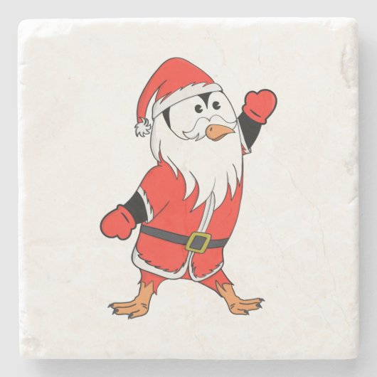Weihnachtsmann Penguin Weihnachten bereit Steinuntersetzer (Vorderseite)