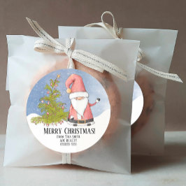 Weihnachtsmann Personalisiert frohe Weihnachten Runder Aufkleber