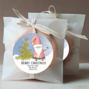 Weihnachtsmann Personalisiert frohe Weihnachten Runder Aufkleber