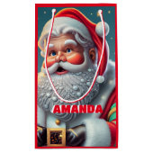 Weihnachtsmann Personalisierte Kinder Rot Kleine Geschenktüte (Rückseite)