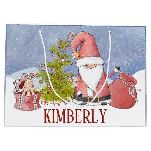 Weihnachtsmann Personalisierte Weihnachtsfeier Gro Große Geschenktüte (Rückseite)