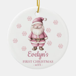 Weihnachtsmann Personalisierter Mädchen Erstes Wei Keramik Ornament