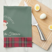 Weihnachtsmann Personalisierter Name und Text Weih Geschirrtuch (Viertel Falte)