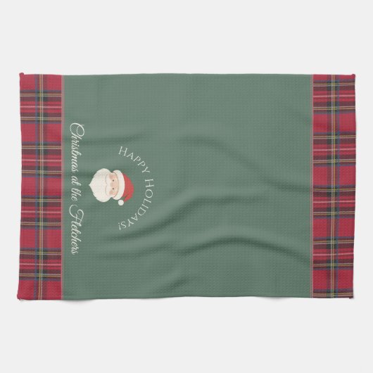 Weihnachtsmann Personalisierter Name und Text Weih Geschirrtuch (Horizontal)