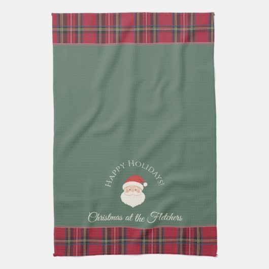 Weihnachtsmann Personalisierter Name und Text Weih Geschirrtuch (Vertikal)