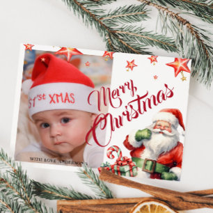 Weihnachtsmann Personalisiertes Foto Postkarte
