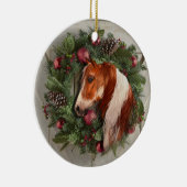 Weihnachtsmann Pferd v2 Keramik Circle Ornament (Rechts)