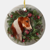 Weihnachtsmann Pferd v2 Keramik Circle Ornament (Hinten)
