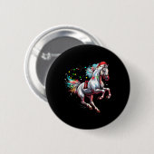 Weihnachtsmann Pferd Weihnachten Kunst Pferdereite Button (Vorne & Hinten)