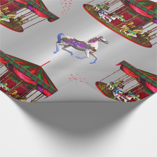 Weihnachtsmann Pferde Silber Geschenkpapier (Ecke)