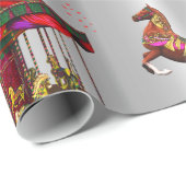 Weihnachtsmann Pferde Silber Geschenkpapier (Rolleneckpunkt)