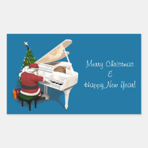 Weihnachtsmann Pianist Rechteckiger Aufkleber