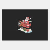 Weihnachtsmann Pilot Fliegendes Flugzeug Geschenk Geschenkpapier Set (Vorderseite)
