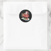Weihnachtsmann Pilot Fliegendes Flugzeug Geschenk Runder Aufkleber (Tasche)