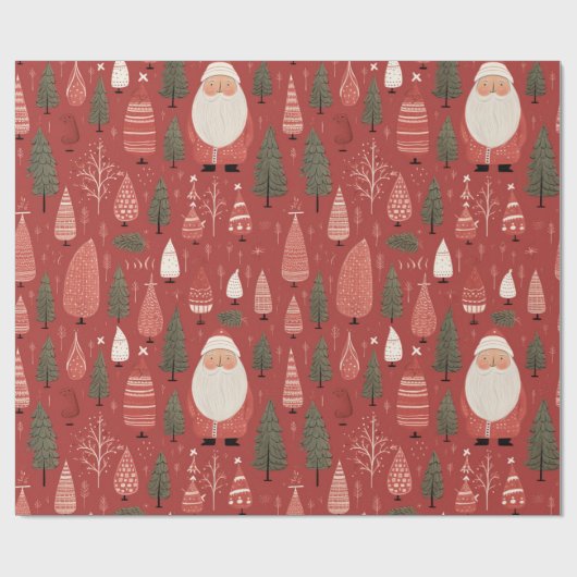 Weihnachtsmann & Pine Tree Weihnachten Geschenkpapier (Flach)