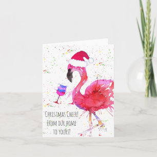Weihnachtsmann Pink Flamingo Grußkarte Karte