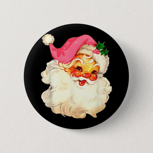 Weihnachtsmann Pink Weihnachtsgesicht Alte Weihnac Button (Vorderseite)
