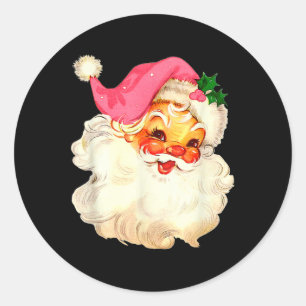 Weihnachtsmann Pink Weihnachtsgesicht Alte Weihnac Runder Aufkleber