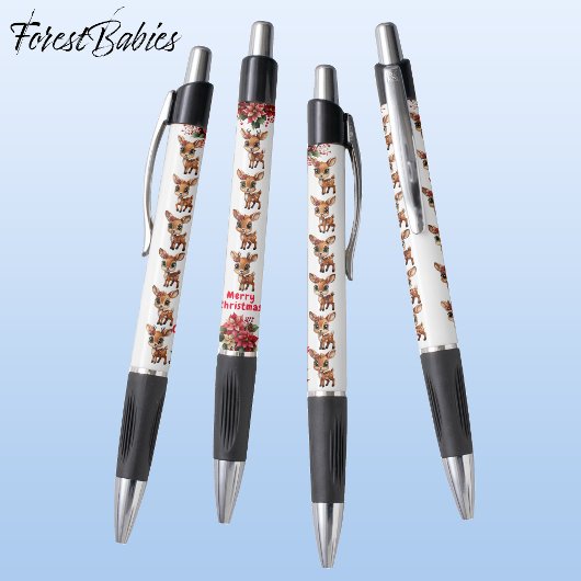 Weihnachtsmann Poinsettia Grafik, weiß Kugelschreiber