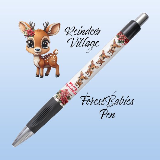 Weihnachtsmann Poinsettia Grafik, weiß Kugelschreiber