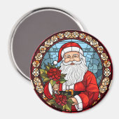 Weihnachtsmann Poinsettia Kühlschrank Magnet (Vorderseite/Rückseite)