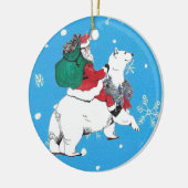 Weihnachtsmann Polar Bär Baum Keramik Ornament (Links)