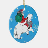 Weihnachtsmann & Polar Bär Keramik Ornament (Rechts)