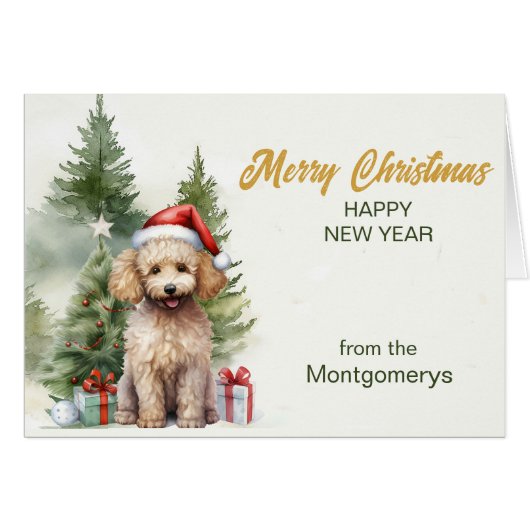 Weihnachtsmann Poodle mit Geschenken Weihnachten (Vorderseite (Horizontal))