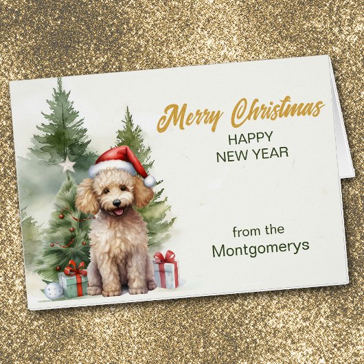 Weihnachtsmann Poodle mit Geschenken Weihnachten