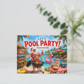 Weihnachtsmann-Pool-Weihnachtsfeier-Einladung  Postkarte (Stehend Vorderseite)