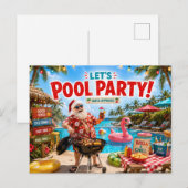 Weihnachtsmann-Pool-Weihnachtsfeier-Einladung  Postkarte (Vorne/Hinten)