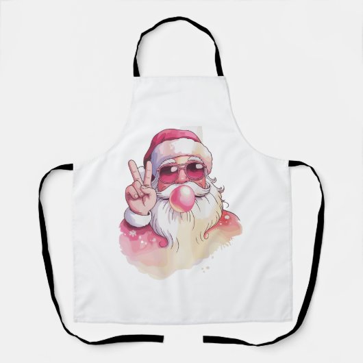 Weihnachtsmann pustet Kaugummi rosa Sonnenbrille Schürze (Vorderseite)