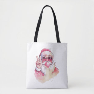Weihnachtsmann pustet Kaugummi rosa Sonnenbrille Tasche
