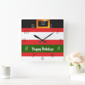 Weihnachtsmann Quadratische Wanduhr (Zuhause)