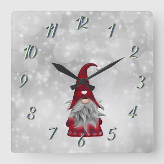 Weihnachtsmann Quadratische Wanduhr (Vorderseite)