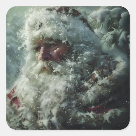 Weihnachtsmann Quadratischer Aufkleber (Vorderseite)