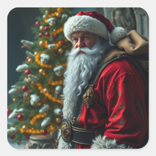 Weihnachtsmann Quadratischer Aufkleber (Vorderseite)