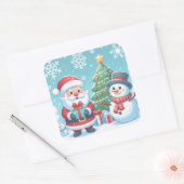 Weihnachtsmann Quadratischer Aufkleber (Umschlag)