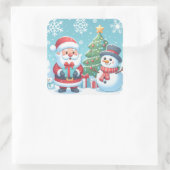 Weihnachtsmann Quadratischer Aufkleber (Tasche)