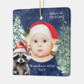 Weihnachtsmann-Raccoon Keramikornament (Links)